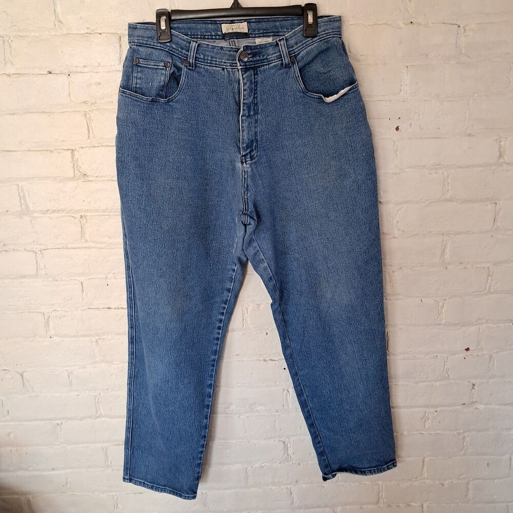 St. John's Bay Mom Jeans 90s Vintage Missy Size 16 Dark Wash Denim High Waist